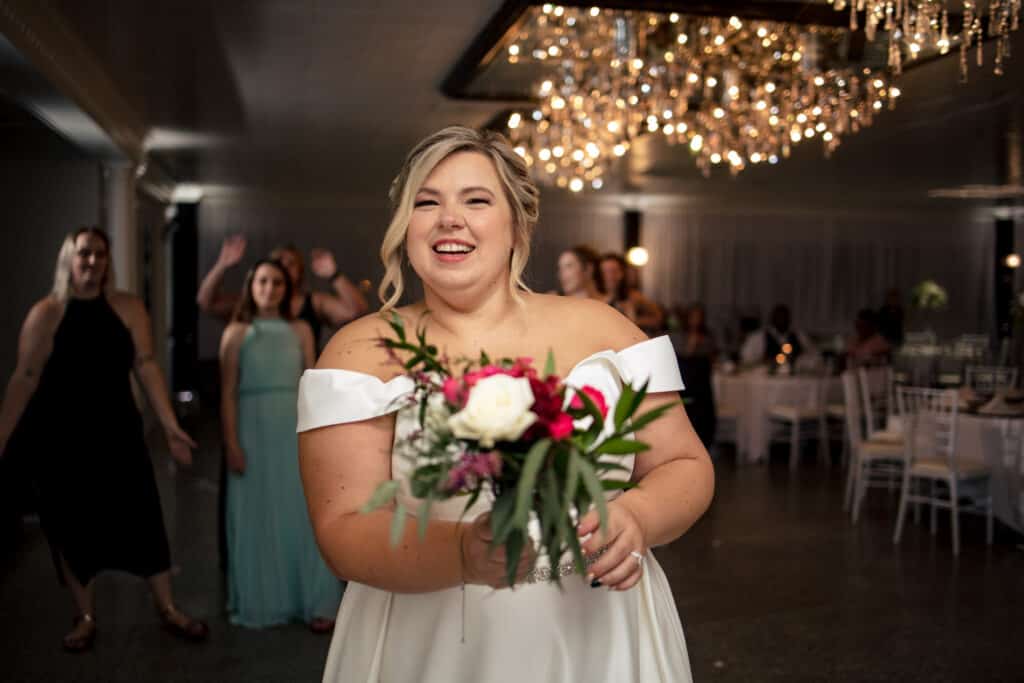 Bouquet Toss At Reception At Woodhaven Country Club