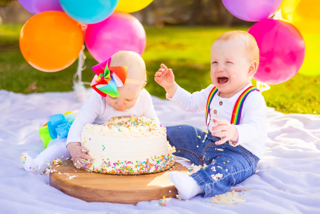 Crying Baby Twins Cake Smash