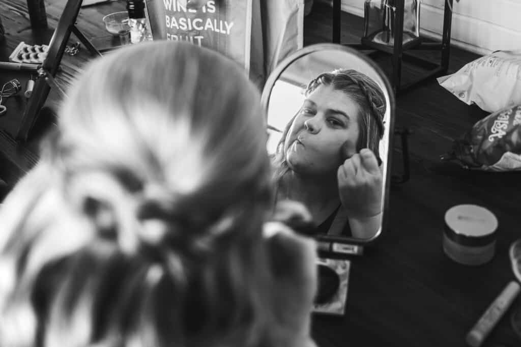 Bride getting ready captured by Frankfort ky wedding photographer