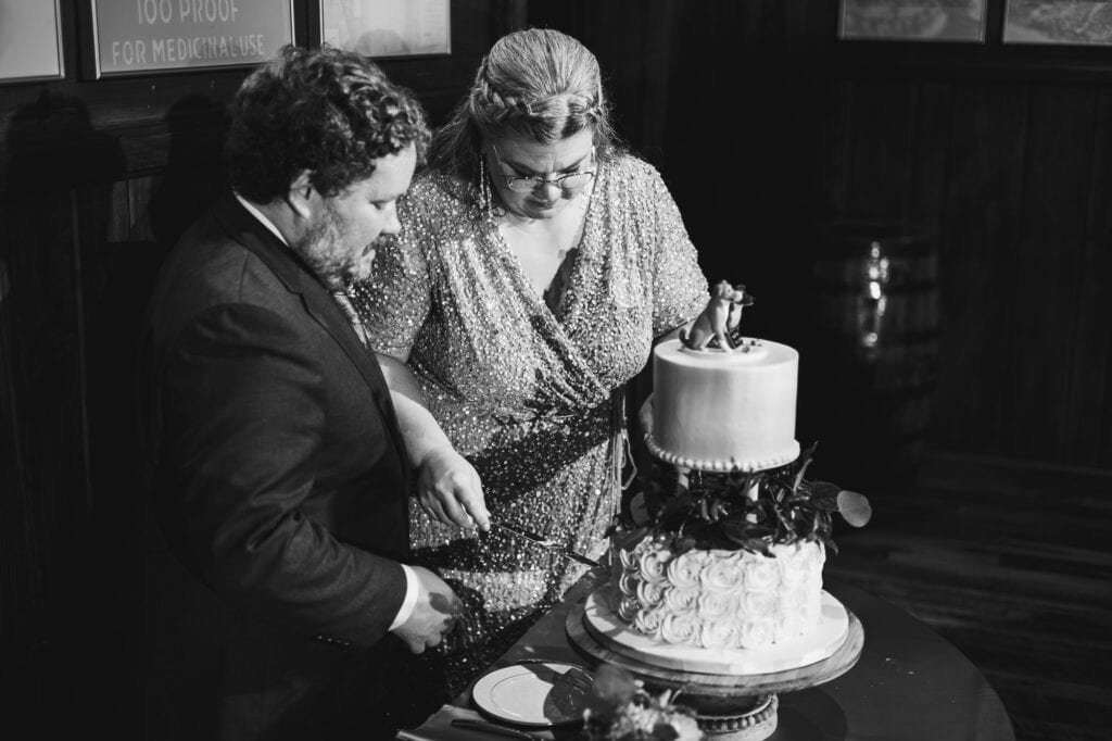 Bride and groom cut cake at Frankfort Ky Wedding