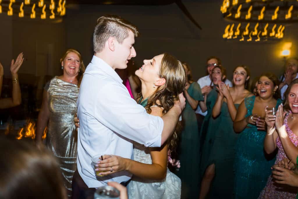 A Harper Hall wedding featuring a bride and groom sharing a dance at their reception.