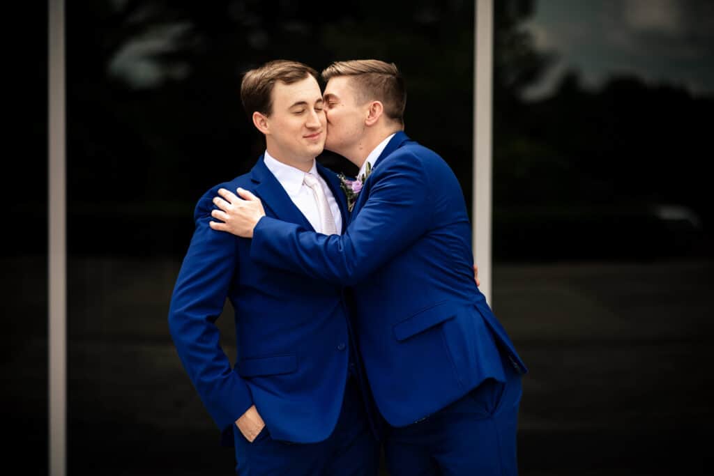 groom and best man at Southland Christian Church
